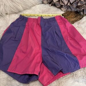 Vintage Duffel Sportswear Pink & Purple Pleated Shorts Swim Trunks Unisex Sz M